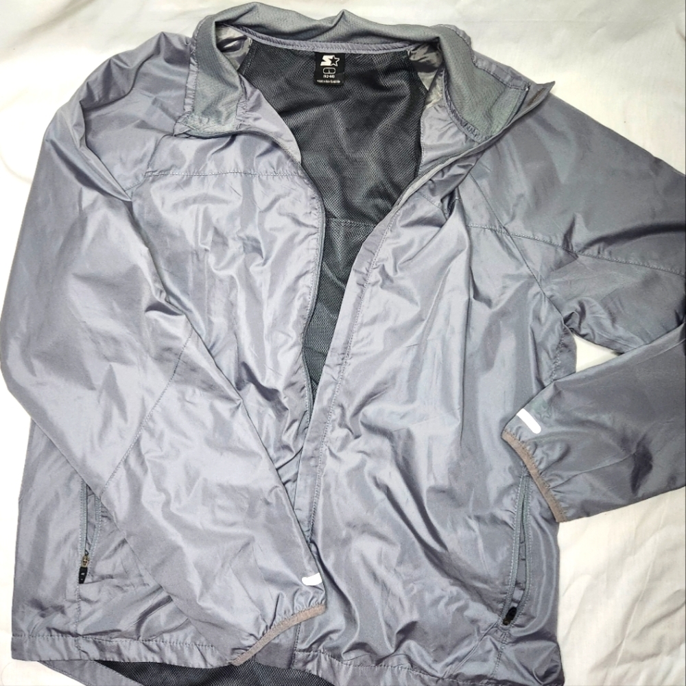 STARTER Mens Windbreaker Jacket - Large 42-44 Gray